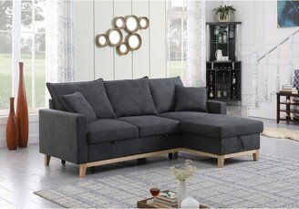 IGEMANINC 84 Woven Reversible Sleeper Sectional Sofa with Storage Chaise, Multiple Cushions, Square Arm Sofa for Living Room