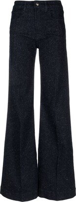 High-Waist Mélange Flared Jeans