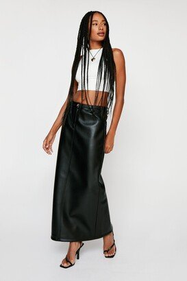 Premium Faux Leather Maxi Skirt - Black