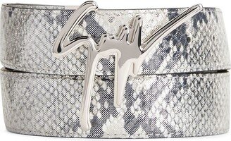 Signature buckle snakeskin-effect belt