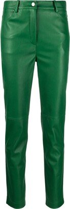 High-Waisted Polished-Finish Trousers