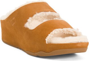 Suede Shearling Slides for Women