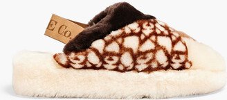 Printed shearling slingback slippers