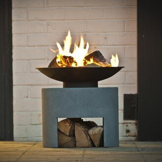 Ivyline Oval Console Cement Fire Bowl Grey