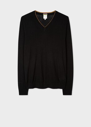 Black V-Neck Merino Wool Sweater