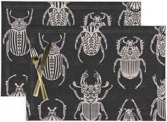 Dark Academia Placemats | Set Of 2 - Academy Beetles By Garabateo Entomology Arthropods Bug Cloth Spoonflower