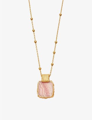 Womens Gold Pink Lena 18ct Yellow Gold Vermeil Sterling Silver and Pink Rhodochrosite Pendant Necklace