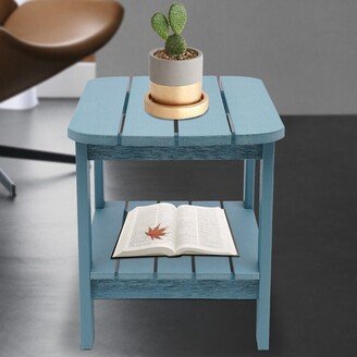 Outdoor Rectangular Side Table Weather Resistant PS End Table - 19*15*18in