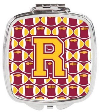 CJ1081-RSCM Letter R Football Maroon & Gold Compact Mirror