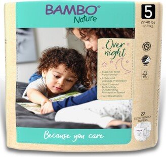 Bambo Nature Overnight Diapers, Disposable, Eco-Friendly, Size 5, 22 Count, 2 Packs, 44 Total