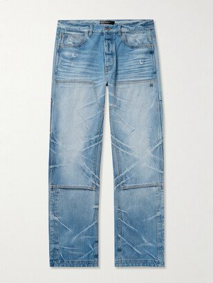 Carpenter Panelled Straight-Leg Bleached Distressed Jeans