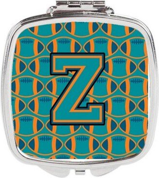 CJ1063-ZSCM Letter Z Football Aqua, Orange & Marine Blue Compact Mirror