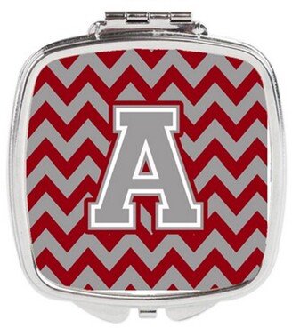 CJ1043-ASCM Letter A Chevron Crimson & Grey Compact Mirror