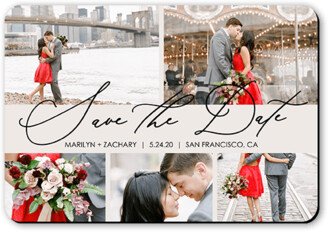 Save The Date Cards: Magnificent Script Save The Date, Purple, Magnet, Matte