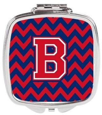 CJ1054-BSCM Letter B Chevron Yale Blue & Crimson Compact Mirror