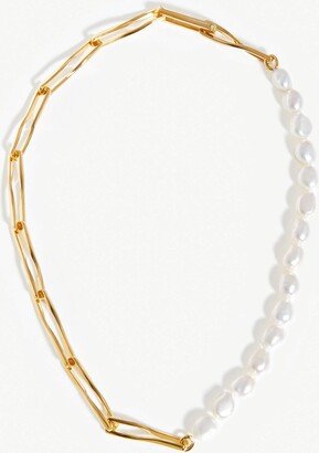 Baroque Pearl Twisted Link Necklace | 18ct Gold Plated/Pearl