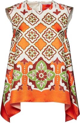 San Carlo asymmetric printed silk blouse