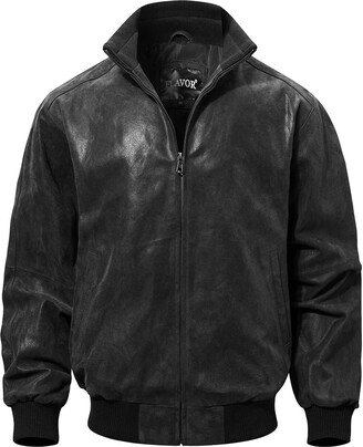 FLAVOR Men's Real Leather Bomber Casual Jacket (XX-Large