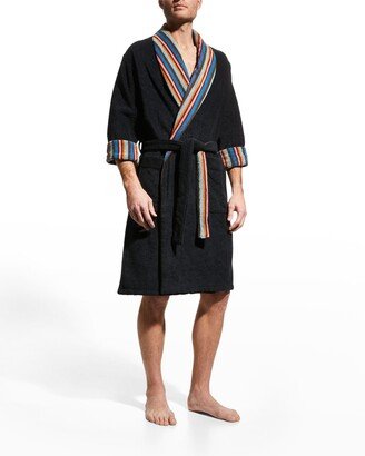 Men's Artist Stripe Towelling Dressing Gown Robe