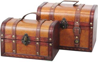 Decorative Leather Treasure Boxes, Set of 2