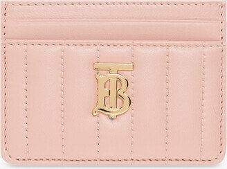 Leather Card Case With Logo - Pink