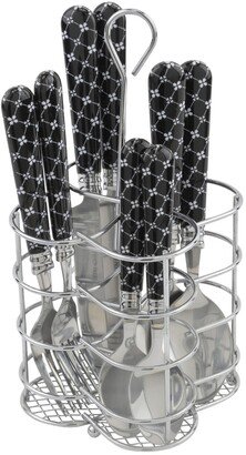 Bistro Abstract Butterfly Stainless Steel 16 Piece Flatware Set, Service for 4 - Black, White