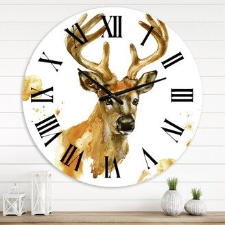 Designart 'Portrait Of Deer With Big Horns' Farmhouse wall clock