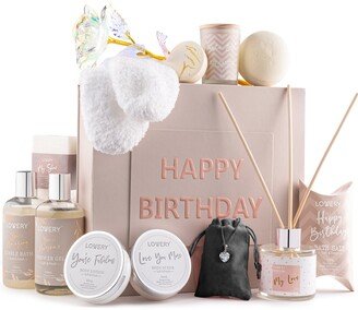 Lovery Birthday Gift Basket, Birthday Spa Gift Box, Body Care Gift Set, 20 Piece