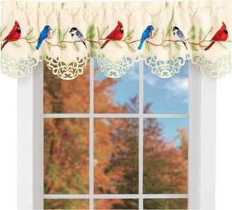 Collections Etc Embroidered Birds Open Scroll Design Window Valance