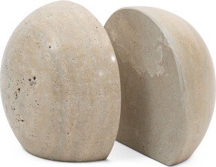 7in Sphere Travertine Bookends