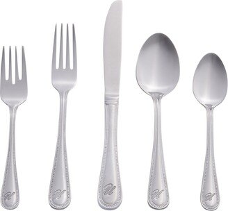 Riverridge Beaded 46 Piece Monogrammed Flatware Set - U, Service for 8