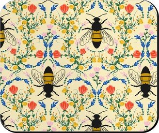 Mouse Pads: Bee Garden - Multi On Cream Mouse Pad, Rectangle Ornament, Yellow