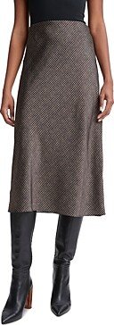 Brushed Houndstooth Midi Skirt