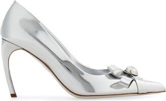 85mm Metallic-Finish Leather Pumps