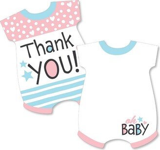 Big Dot of Happiness Baby Gender Reveal - Shaped Thank You Cards - Team Boy or Girl Party Thank You Note Cards with Envelopes - Set of 12