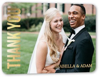 Wedding Thank You Cards: Bold Appreciation Thank You Card, Yellow, Gold Foil, 5X7, Matte, Personalized Foil Cardstock, Rounded