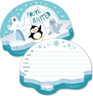 Big Dot of Happiness Arctic Polar Animals - Shaped Fill-in Invites - Winter Baby Shower or Birthday Party Invitation Cards with Envelopes - Set of 12