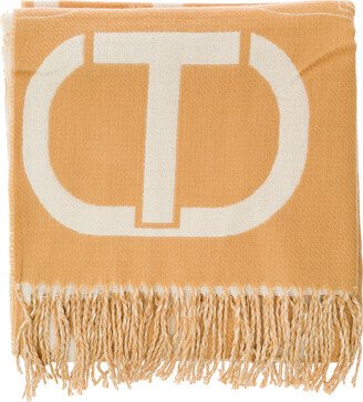 Beige Scarf With All-over Oval T In Jacquard Fabric Woman