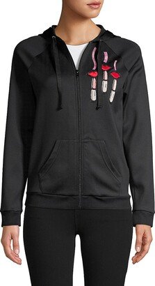 Logo Embroidery Zip-Up Hoodie