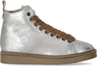 Panchic Silver Leather Ankle Boot