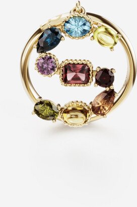 Rainbow alphabet S ring in yellow gold with multicolor fine gems