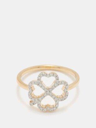 Four-leaf Clover Diamond & 18kt Gold Ring