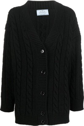 V-neck cashmere wool cardigan black