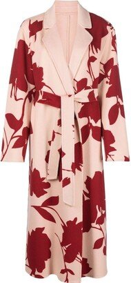 Rose-Print Single-Breasted Coat