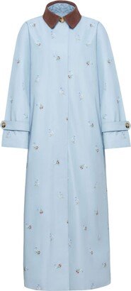 Yason floral-print trench coat