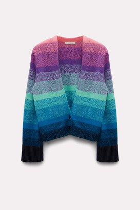 Variegated stripe knit sweater in merino-cashmere