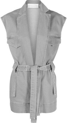 Tie-Fastening Sleeveless Coat