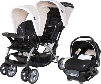 Sit N Stand Travel Double Baby Stroller and Car Seat Combo, Stormy