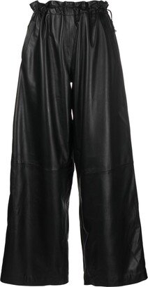 Frilled-Waist Leather Pant