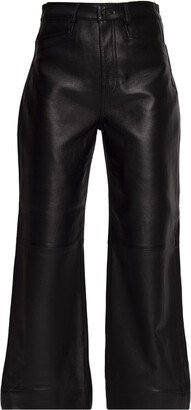 Leather Trousers With Logo - Black